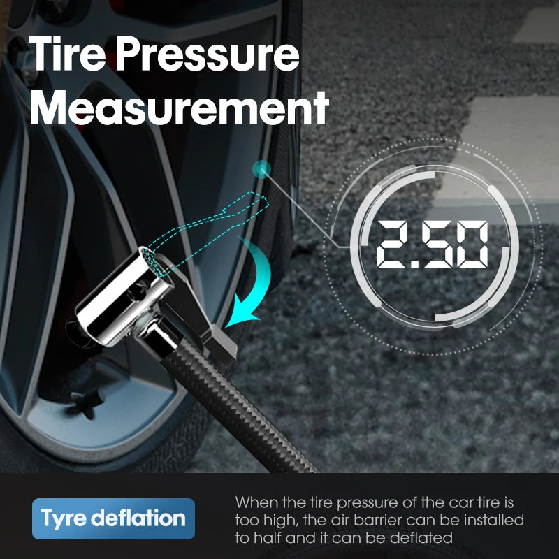 Portable Car Tire Inflator Pump with LED Lamp for Quick Inflation