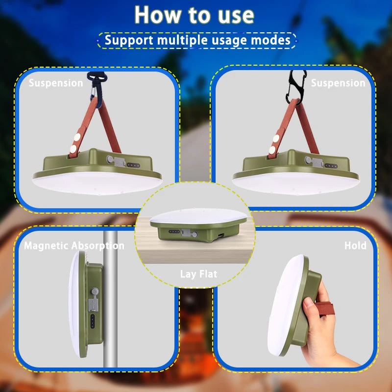 Solar Camping Lantern with Power Bank & Magnetic Mount