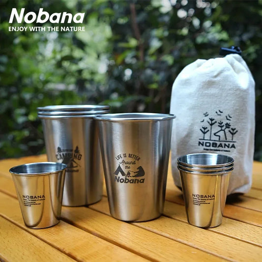 Outdoor Stainless Steel Camping Cup Set – 4/6/8PCS Portable