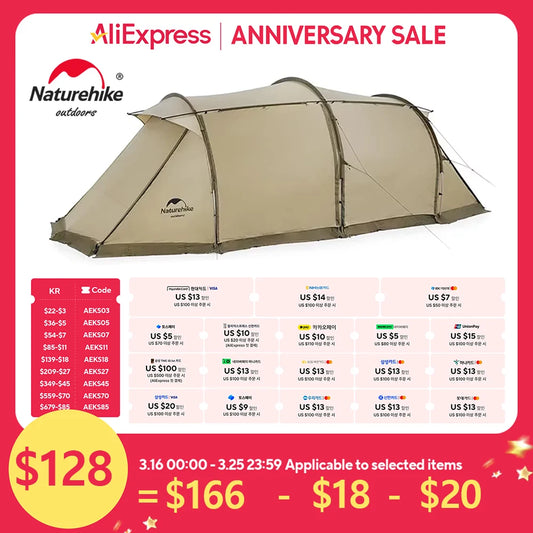 4-6 Person Tunnel Camping Tent Spacious All-Season Shelter