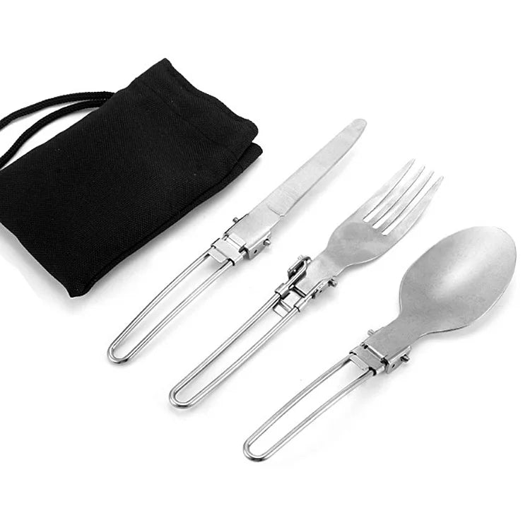 Camping Cutlery Set Foldable Stainless Steel Utensils