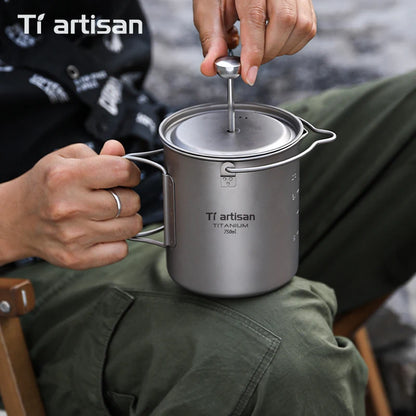 Titanium Folding French Press Coffee Maker – Portable & Lightweight