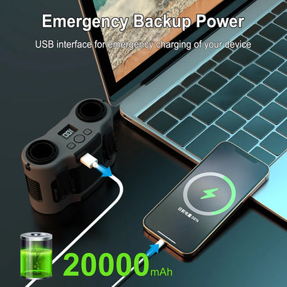 Portable Waist Clip Fan USB Rechargeable with Dual Airflow