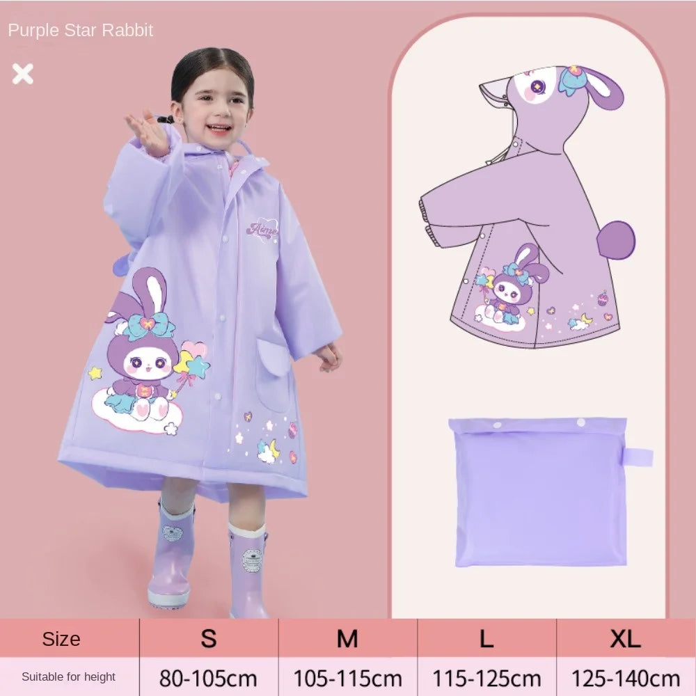 Kids Waterproof Raincoat with Backpack Cover