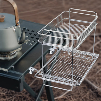 IGT Camping Drain Basket Double Layer Storage Rack
