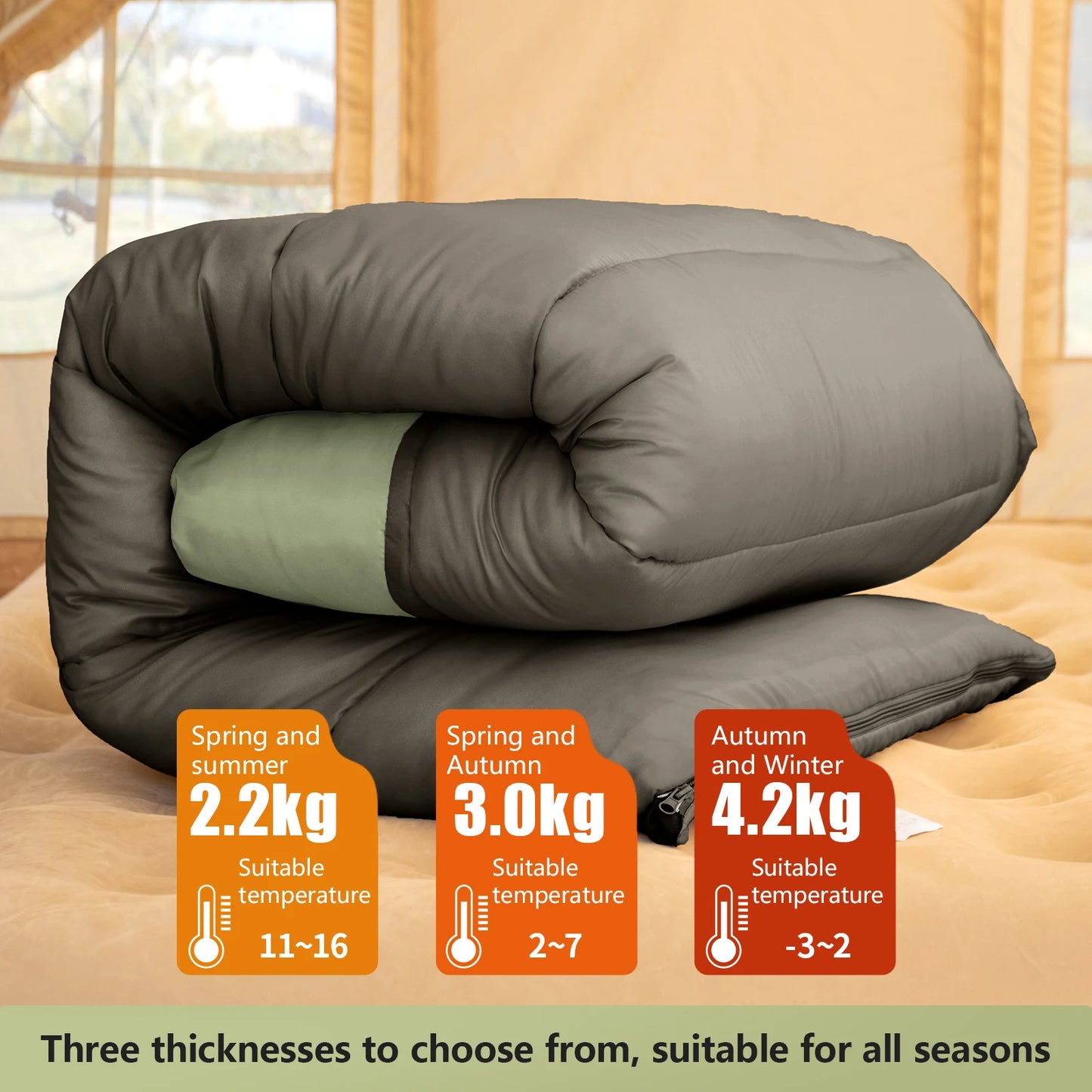 2 Person Sleeping Bag Warm & Portable for Camping