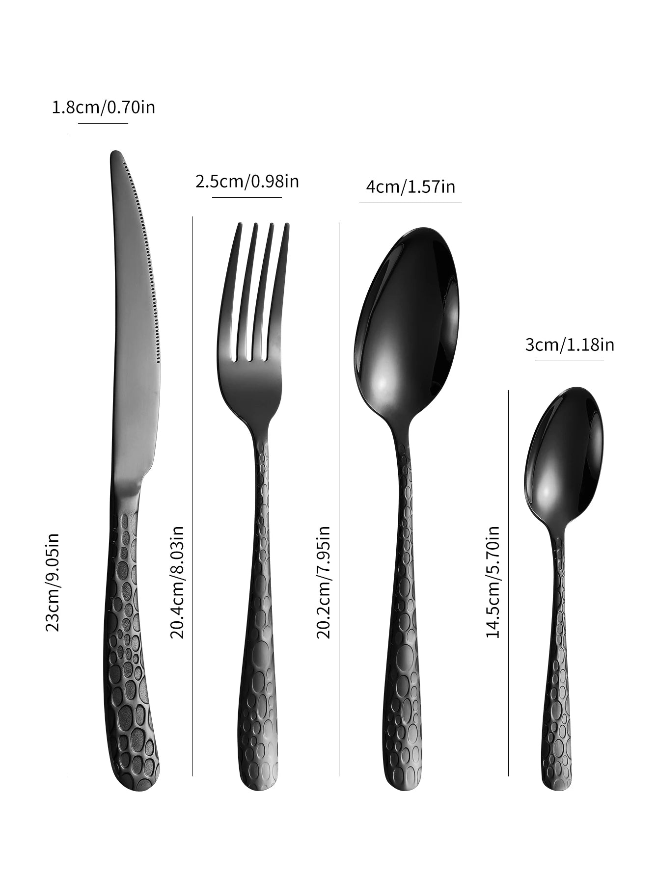 Black Stainless Steel Cutlery Set – Eco-Friendly 4/6/16/24PCS