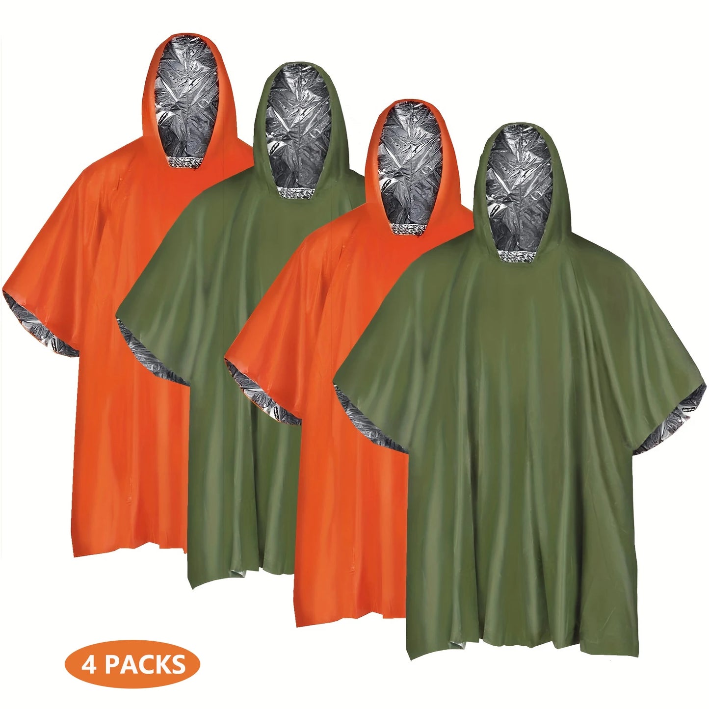 Emergency Rain Poncho with Thermal Heat Protection