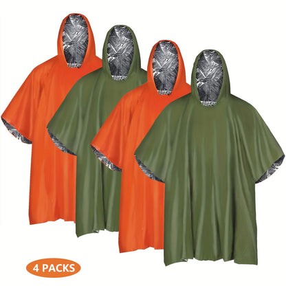Emergency Rain Poncho with Thermal Heat Protection