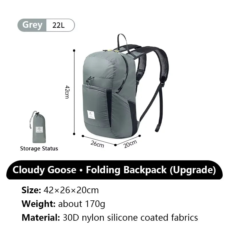 Foldable Hiking Backpack Lightweight Waterproof 22L