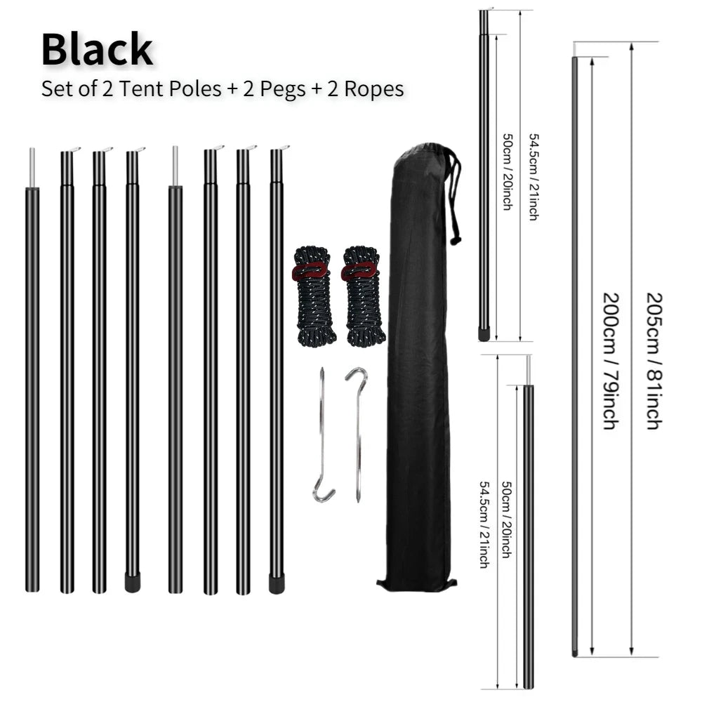 Adjustable Tent Poles Set for Stable Tarp Shelter
