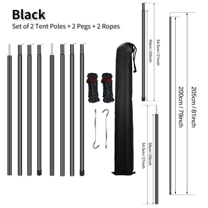 Adjustable Tent Poles Set for Stable Tarp Shelter