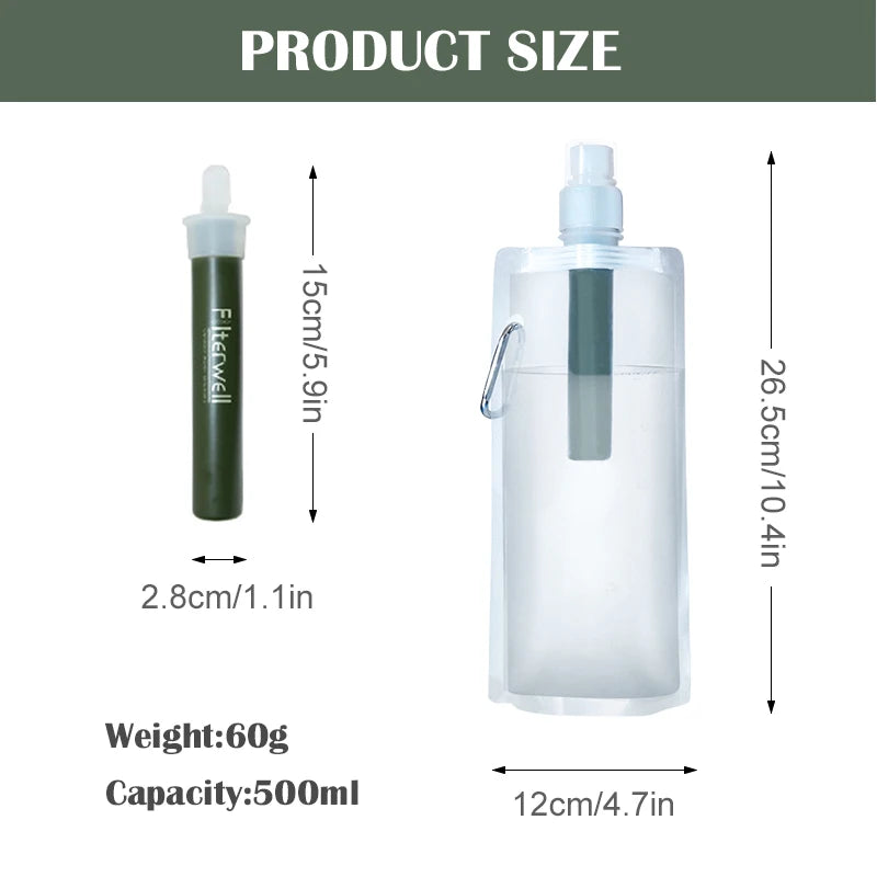 Outdoor Water Filter Straw Bottle for Safe Drinking