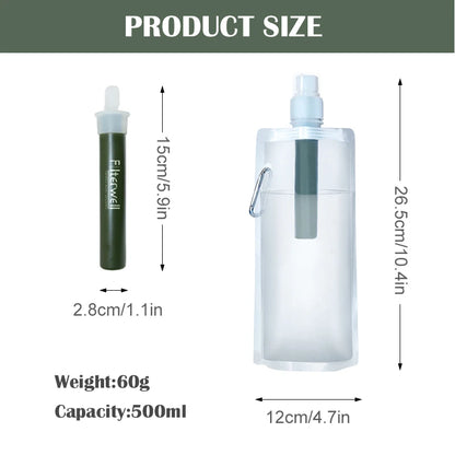 Outdoor Water Filter Straw Bottle for Safe Drinking