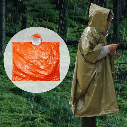 Emergency Rain Poncho with Mylar Heat Retention