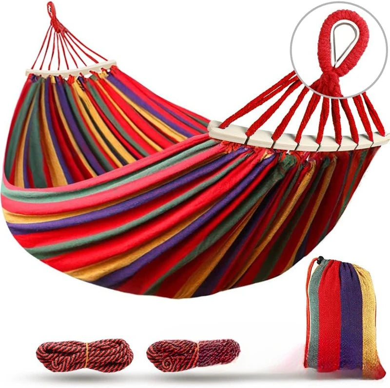 Double Canvas Hammock Anti-Roll Outdoor Comfort