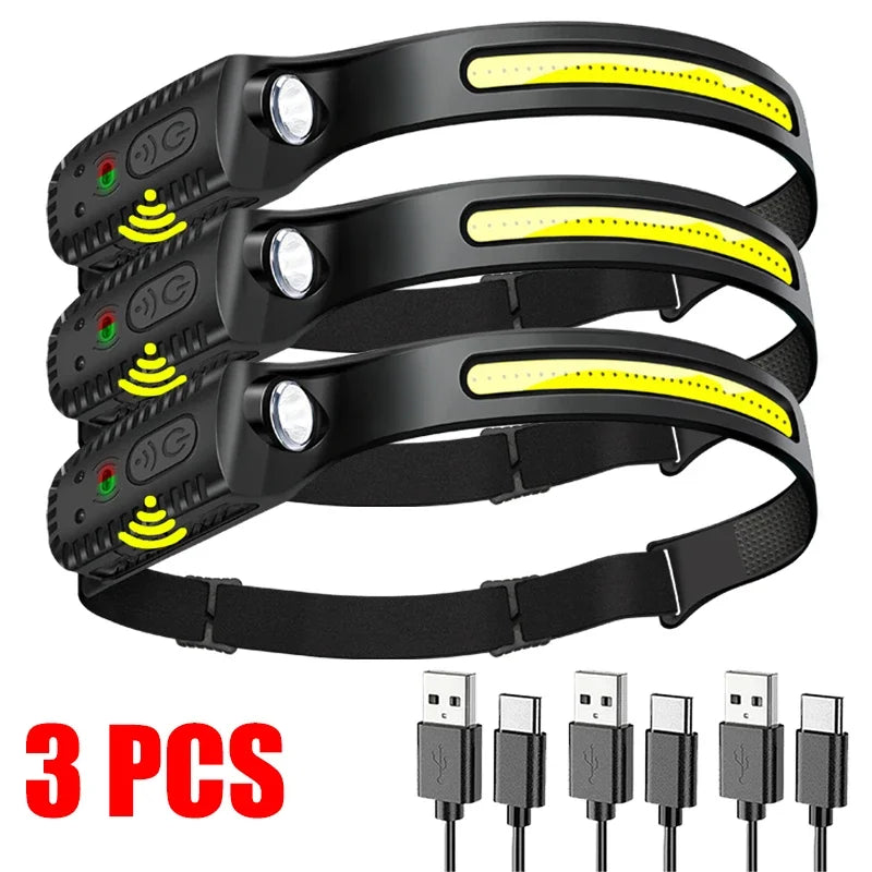 Rechargeable Motion Sensor LED Headlamp for Camping