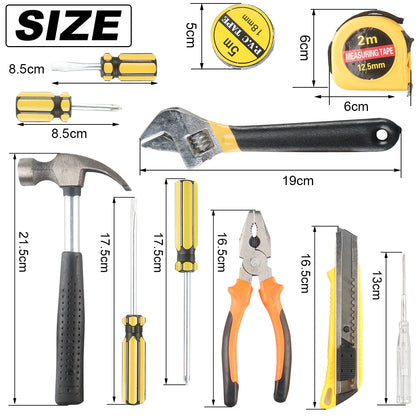 Car Repair Tool Kit with 13-Piece Hand Tools & Toolbox