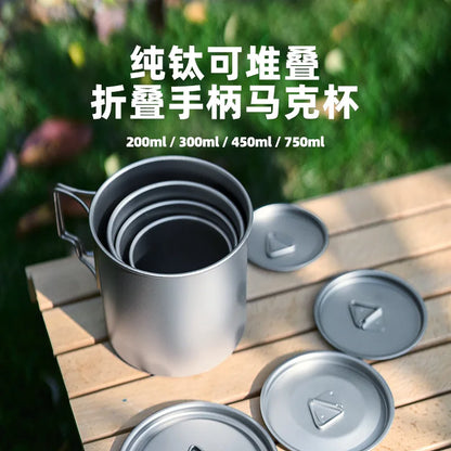 Ultralight Titanium Camping Pot Cups – 300/450/750ml