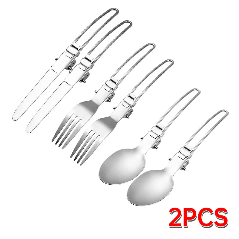 Camping Cutlery Set Foldable Stainless Steel Utensils