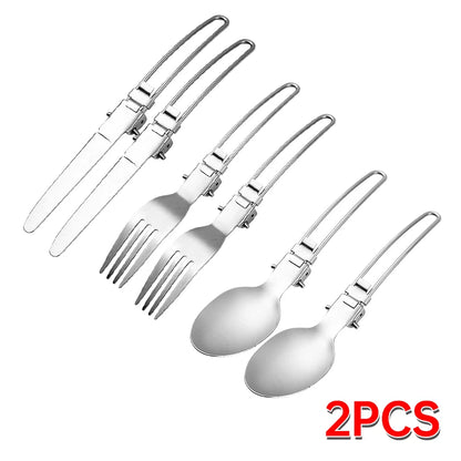 Camping Cutlery Set Foldable Stainless Steel Utensils