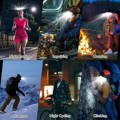 Rechargeable LED Headlamp 230° Wide Beam Hands-Free