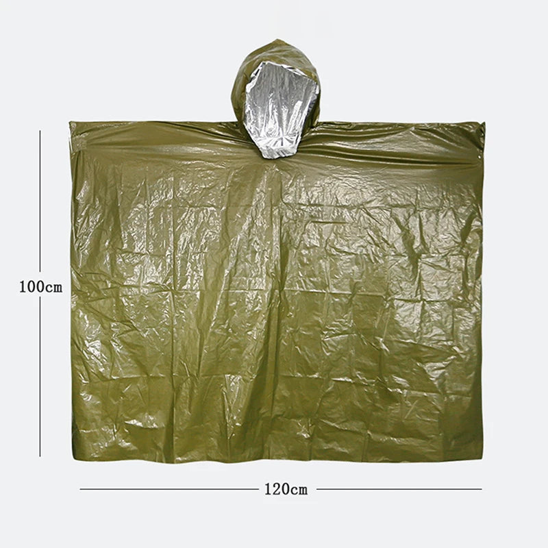 Emergency Rain Poncho with Mylar Heat Retention