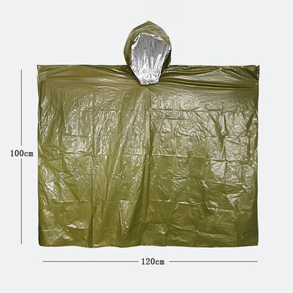Emergency Rain Poncho with Mylar Heat Retention