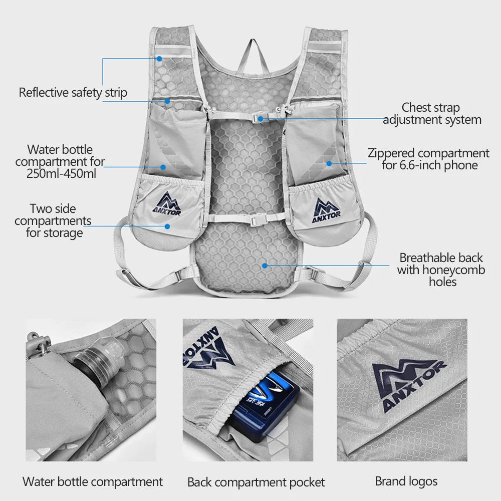 5L Running Hydration Backpack with Water Bag Pocket