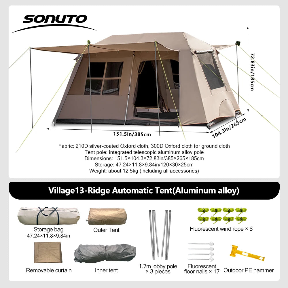 Large Camping Tent 3-8 Person Quick Setup Family Shelter