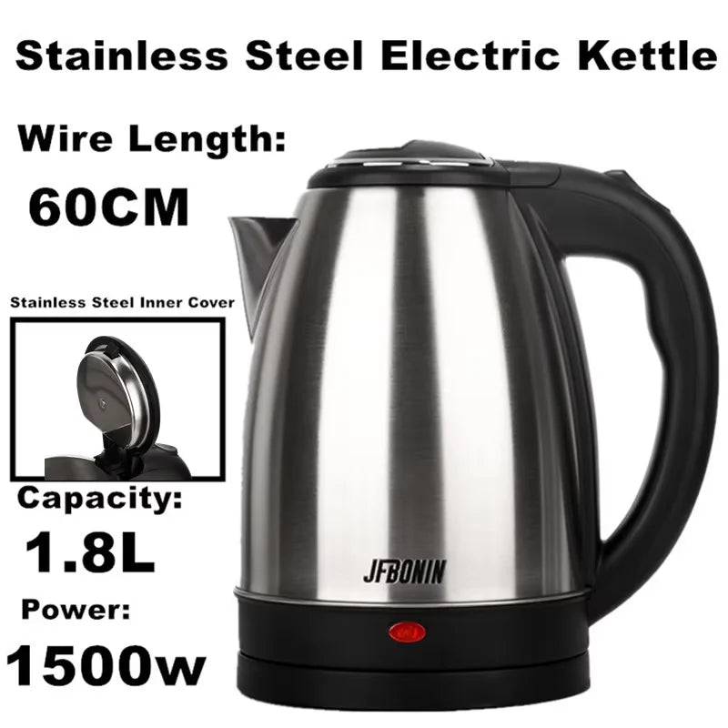 Electric Stainless Steel Kettle 1.8L Fast & Safe Boil
