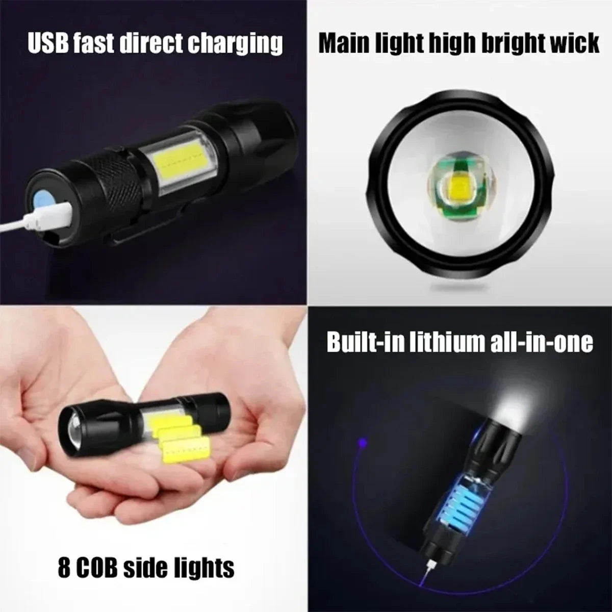USB Rechargeable Mini LED Flashlight – Powerful & Portable