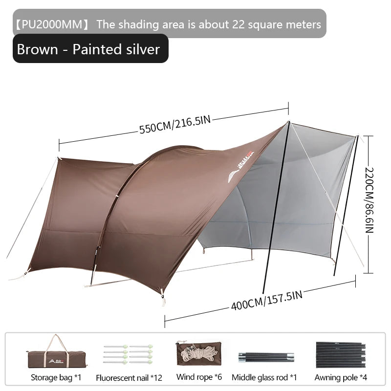 Tunnel Camping Sun Shelter Large 180° Shade Canopy