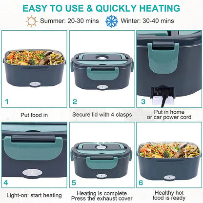 Electric Lunch Box Food Warmer Leakproof Portable Heating