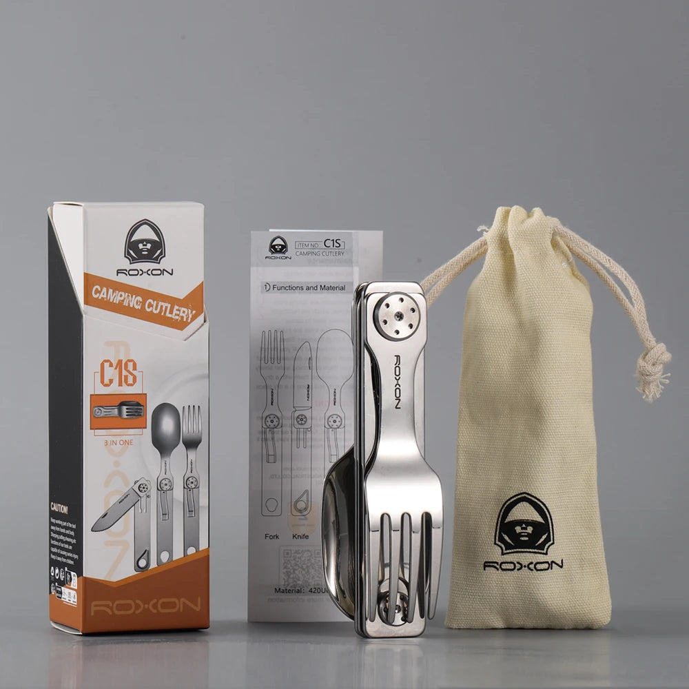 Camping Cutlery Set 3-in-1 – Compact Travel Utensils