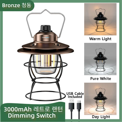 Retro Camping Lantern – Rechargeable Vintage Tent Light