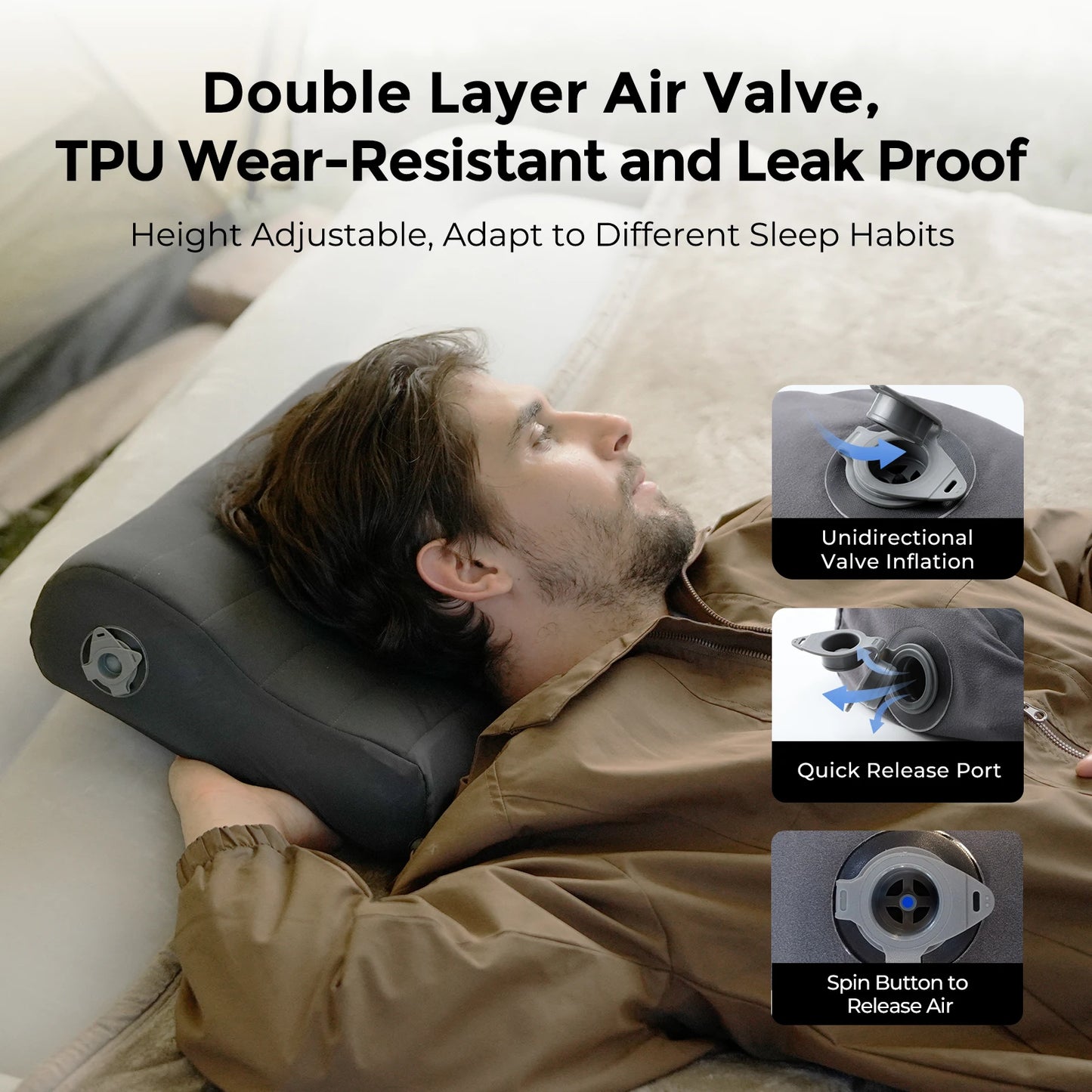 Inflatable Camping Pillow Ergonomic Comfort for Travel