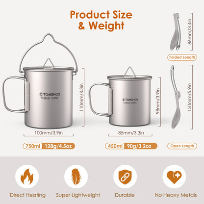 Ultralight Titanium Cookware Set for Outdoor Camping
