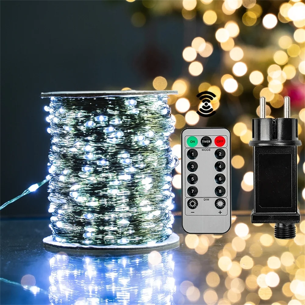 Outdoor LED String Lights with Remote for Camping Decor