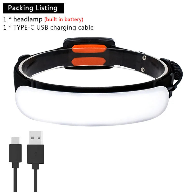 Ultra Wide Angle COB Headlamp – Bright, USB Rechargeable