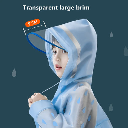 Kids Rain Poncho with Backpack Cover Waterproof Protection