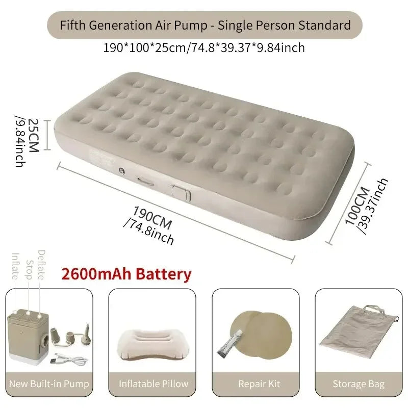 Self-Inflating Camping Air Mattress with Built-in Pump