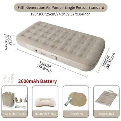 Self-Inflating Camping Air Mattress with Built-in Pump