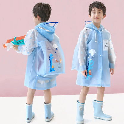 Kids Waterproof Rain Poncho with Backpack Cover