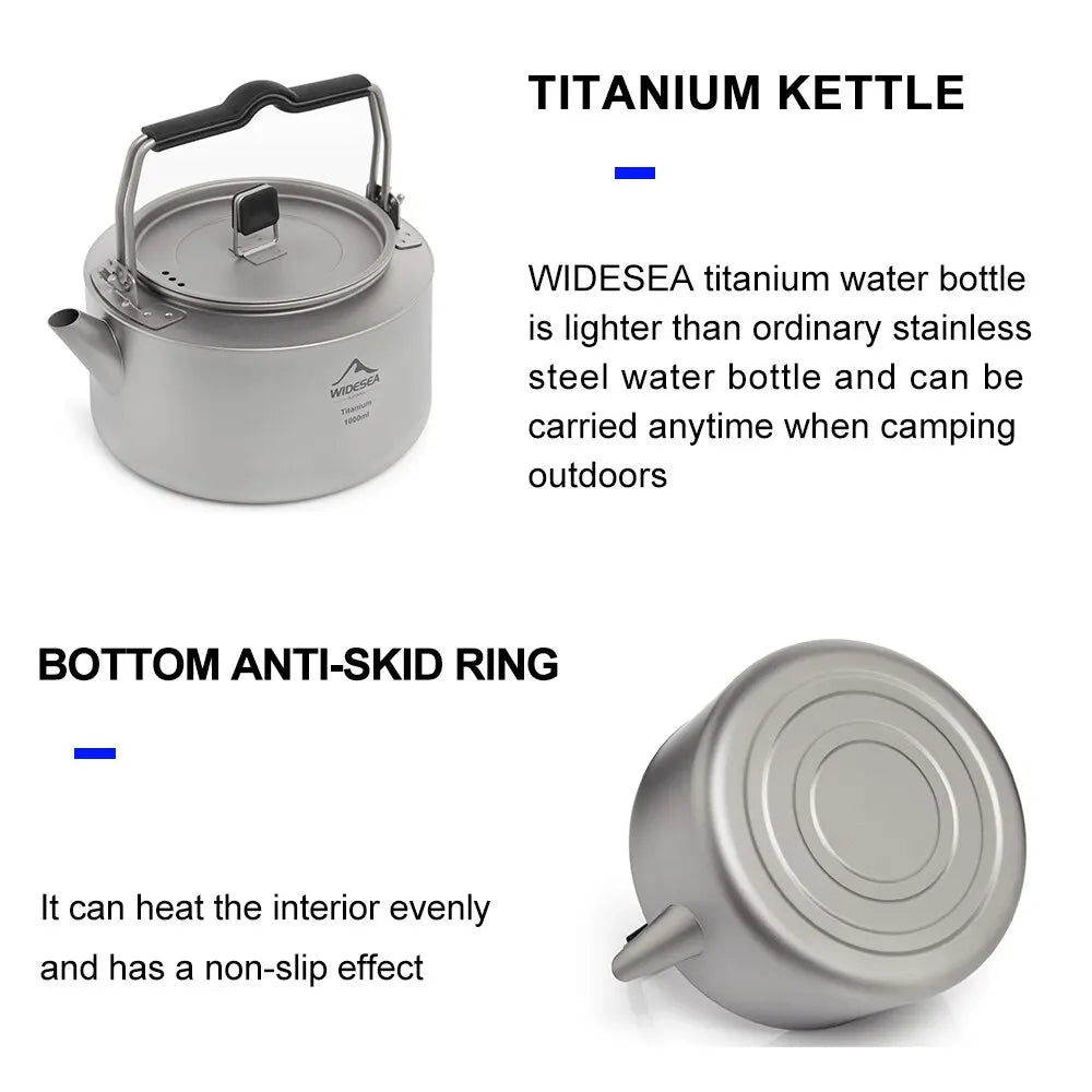 Widesea Titanium Camping Kettle for Lightweight Outdoor Cooking