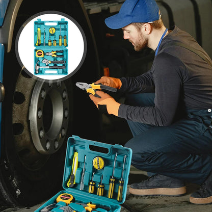 Car Repair Tool Kit with 13-Piece Hand Tools & Toolbox